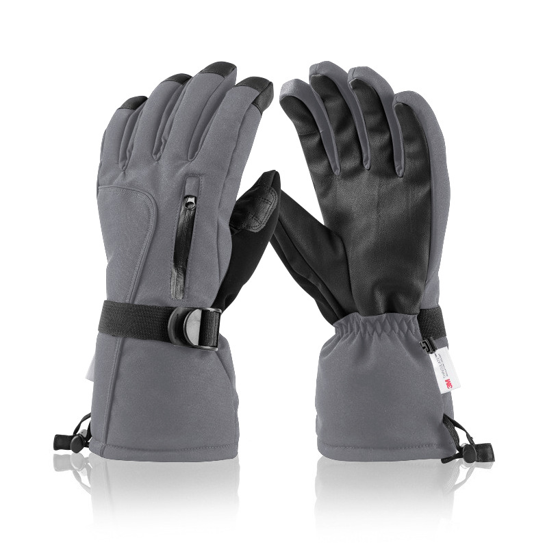 Gants de ski unisexes coupe-vent, chauds et épais à cinq doigts, pour randonnée en plein air, moto, en coton_voghion.com