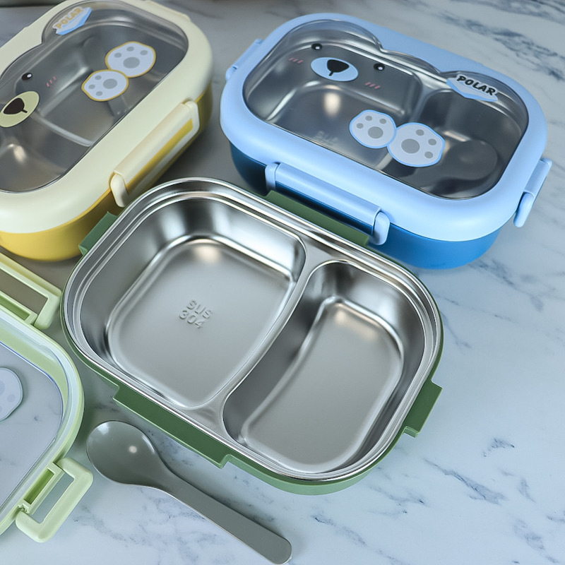 Double-layer capacious lunch box for students stainless steel