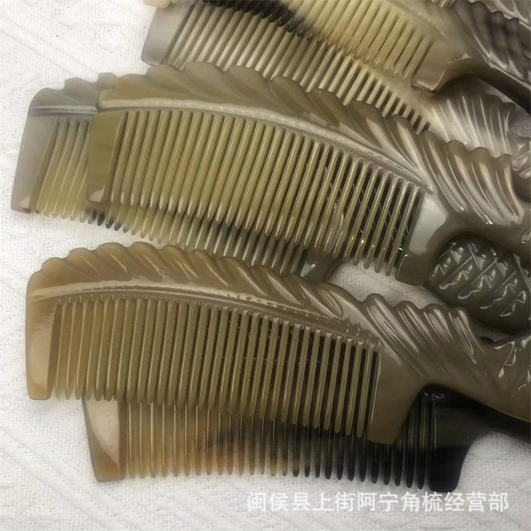 Natural Goat Horn Comb 21cm Handled Massage Comb for Hair Portable Detangling Beauty Comb quality and texture