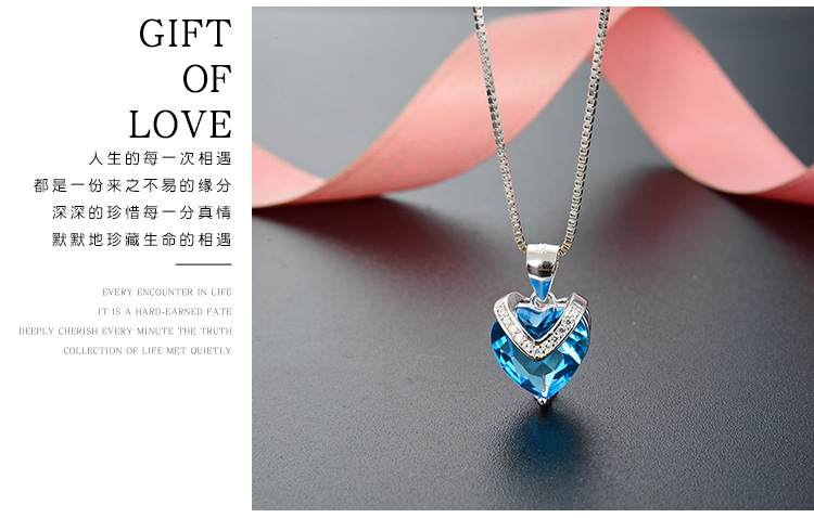 Fashion S925 Silver Zircon Jewelry Fashion Heart-shaped Necklace Pendant No Chain display picture 3