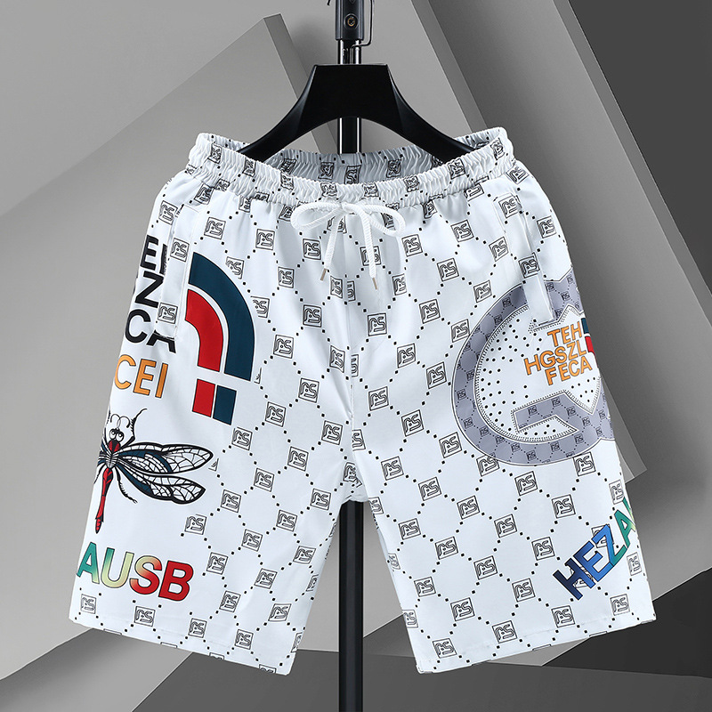 Men's Lightweight Quick-Dry Polyester Beach Shorts Casual Summer Striped Design Swimming Vacation Drawstring Waist_voghion.com