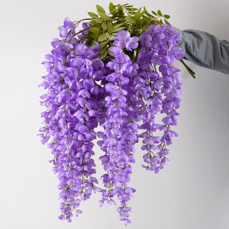 Artificial Abberley Giant Wisteria Flower for Wedding Hall Ceiling High-Height Line Art Floral Arrangement in Monet Style for Hotels
