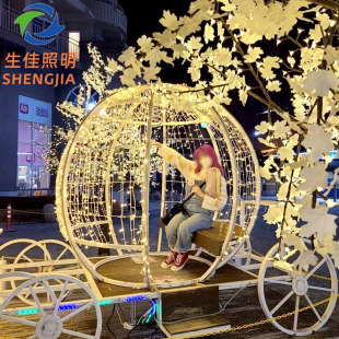 Christmas Decorations Santa Claus Deer Pull Cart Shape Light Ornaments Stage Props Sleigh Car Elk Hotel Lights