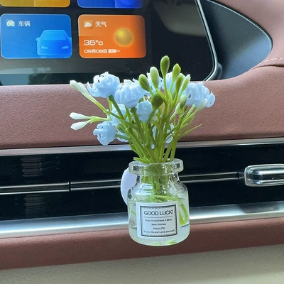 Perfume Lasting Light Fragrance Car – Car Perfume Aromatherapy - light-blue-jasmine-vase-with-one-air-outlet-aromatherapy-light-flavor