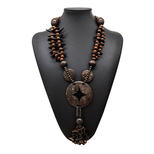 �����ׁ���ɫ�A��Ҭ��ľ��Y���Lë���ɳ������Ůʿ�� necklace