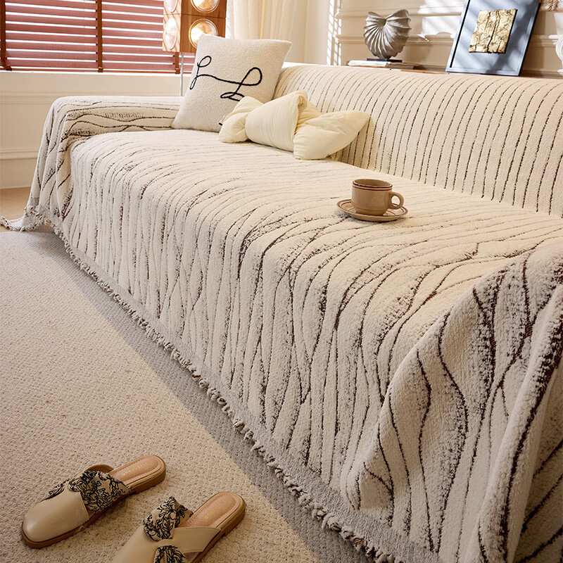 冬季毛绒沙发巾一整张全盖轻奢高级感雪尼尔复古法式沙发盖布套罩