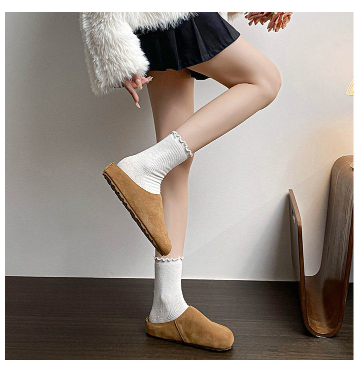 Dép lê nữ bít mũi đế dày mũi rộng phong cách Birkenstock, gót 3 cm — Màu caramel, Màu kaki, Màu mơ chi tiết 17