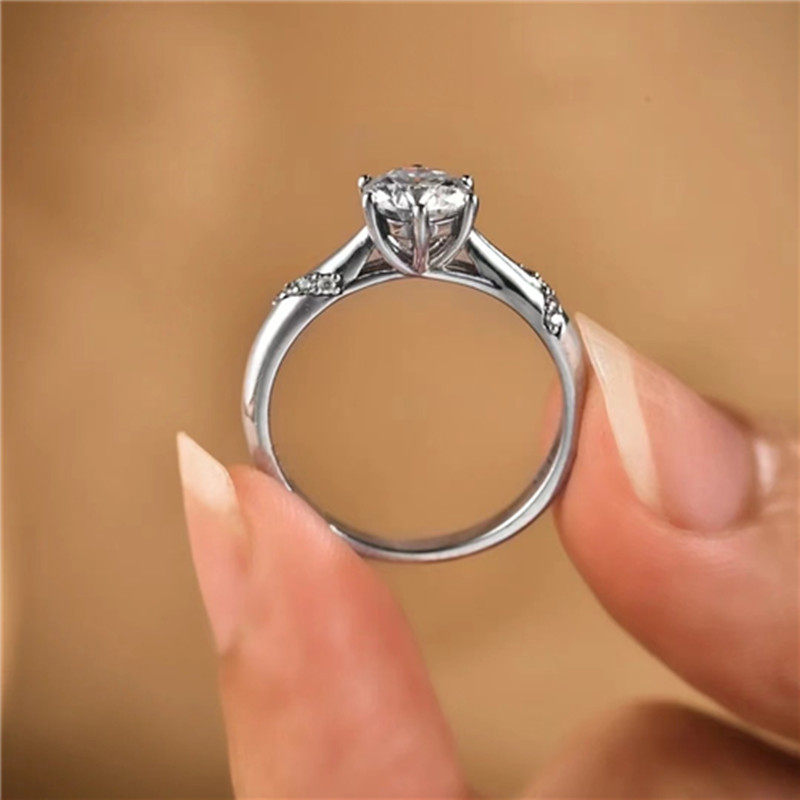 Classic 925 sterling silver D-color Tongling diamond ring female 1 karat closed artificial diamond ring factory direct wholesale