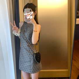 法式气质修身显瘦无袖波点背心连衣裙子女夏2026新款辣妹包臀短裙