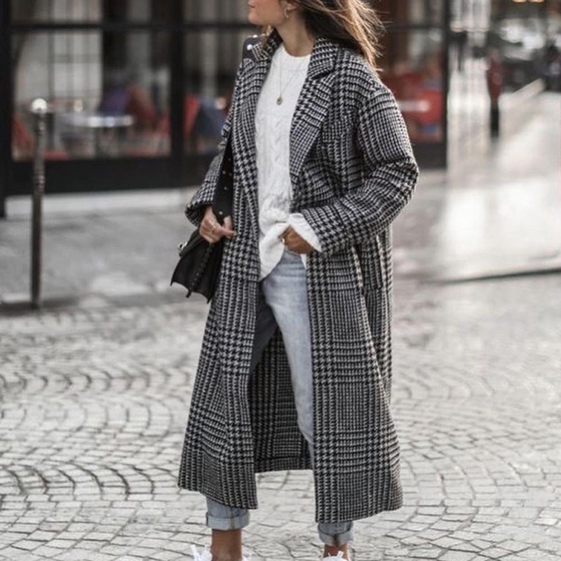 Abrigo Largo de Lana para Mujer con Solapa para Invierno