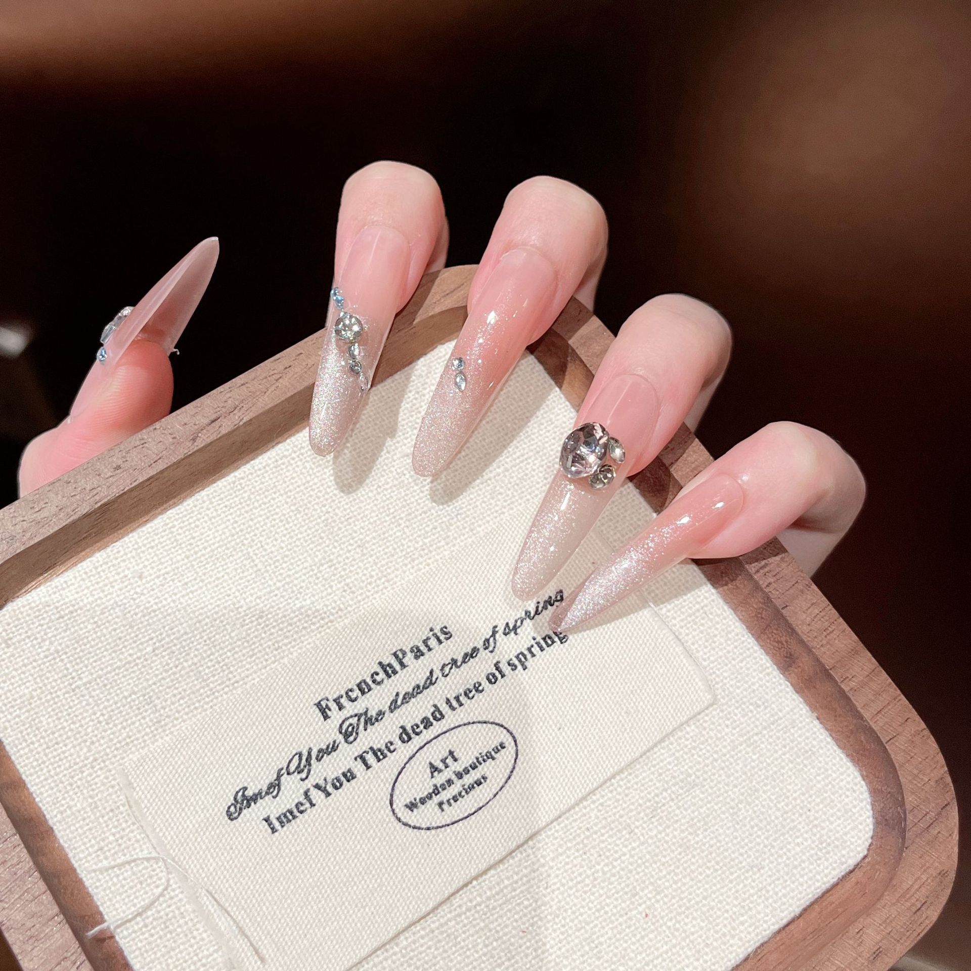Usar uñas explosivas de alto nivel brillante full taladro manicure nuevo manicure hecho a mano manicure producto de manicure fina perro largo