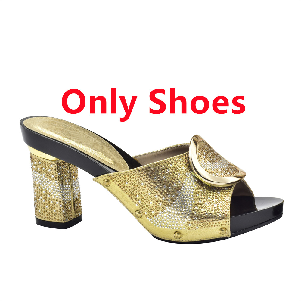 Hot drill high heels thick heels casual shoes with hand bag hand bag to wear European and American fashion shoes bag set_voghion.com