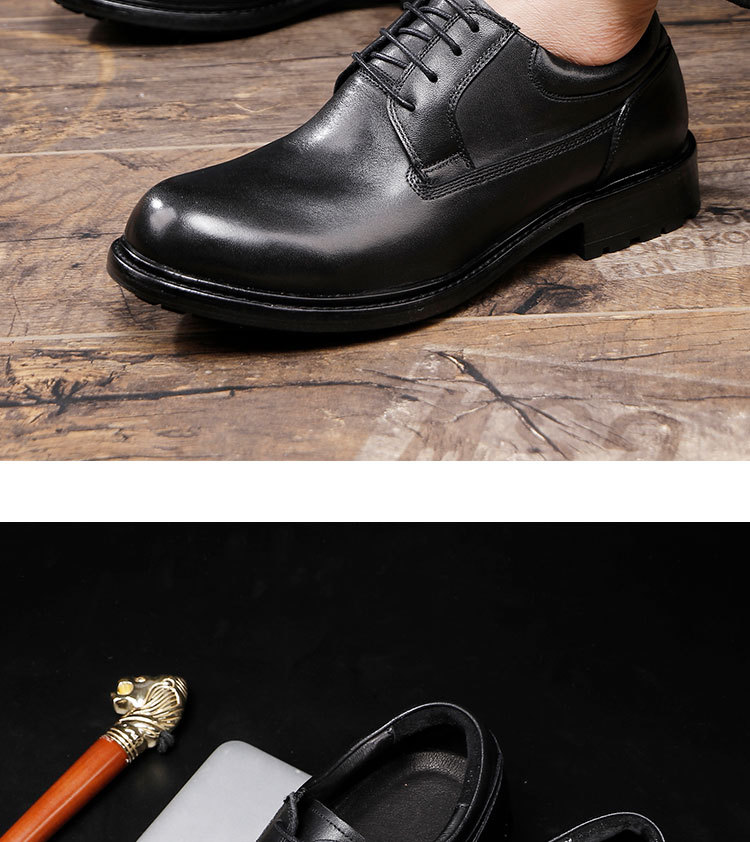 Leather shoes Vintage handmade leather outsole shoes Black wedding shoes business right Men's shoes_vogvips.com