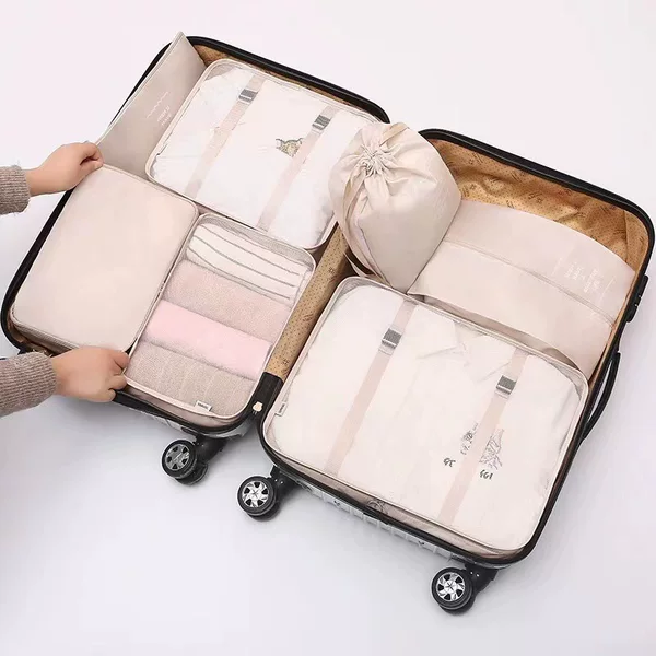 290T Twill Travel Storage Set Seven-Piece Luggage Case Clothes Sorting Storage 7-Piece Set Storage Bag