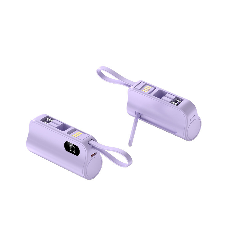 国境を越えた新しいミニカプセルパワーバンク 5000 mAh コンパクトなモバイル電源、テールプラグとプリントされたロゴが付属|undefined