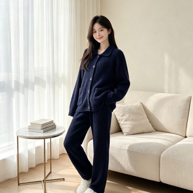 Winter Fleece Thickened Warm Loungewear Maternity Pajamas Women's Set Suitable for Outdoor Wear Winter Fleece Thickened Warm Loungewear Maternity Pajamas Women's Set Suitable for Outdoor Wear