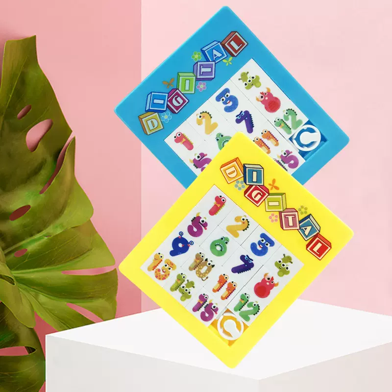 跨境卡通数字华容道拼图儿童早教智力移动拼图亲子互动滑动拼板