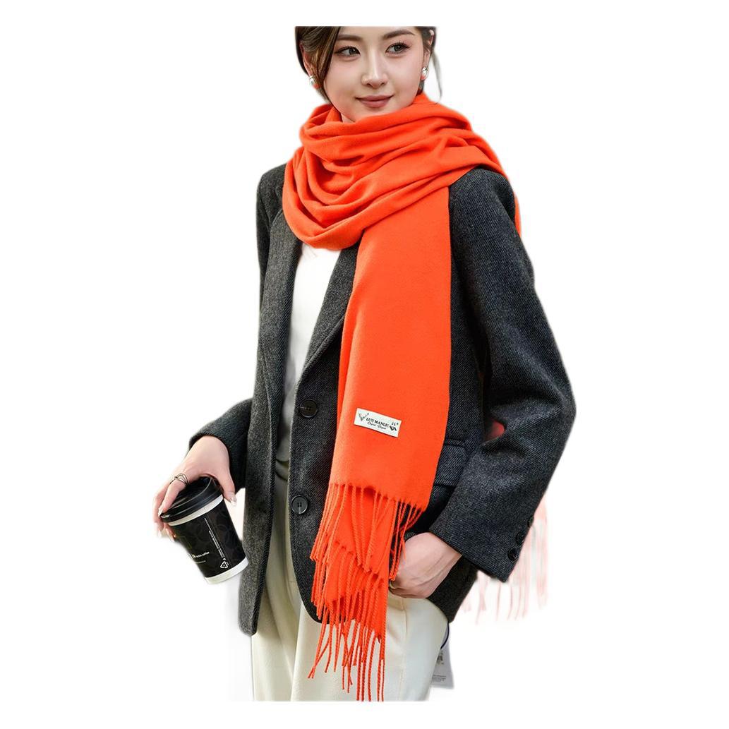 260g coreano de color sólido imitación bufandas de cashmere gruesas bufandas de estudiantes calientes con bordas parejas con el mismo bufandas de pañuelo