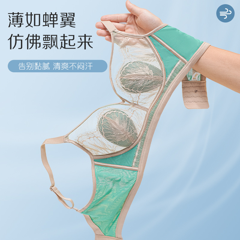 Rabbit Ears Petal Breast Cup Push-Up Comfortable Breathable Adjustable Push-Up Sexy Lace Crystal Cup Intimates