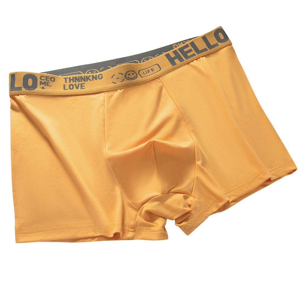 Ropa interior masculina, letras juveniles, cintura media suelta y cómoda, transpirable y sin costuras, pantalones cortos de cuatro esquinas para estudiantes al por mayor