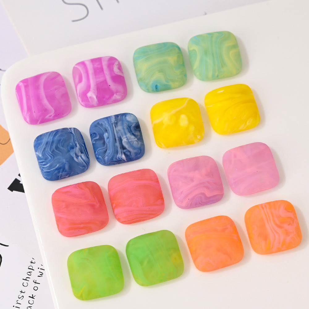 Retro two-color matte geometric square accessories