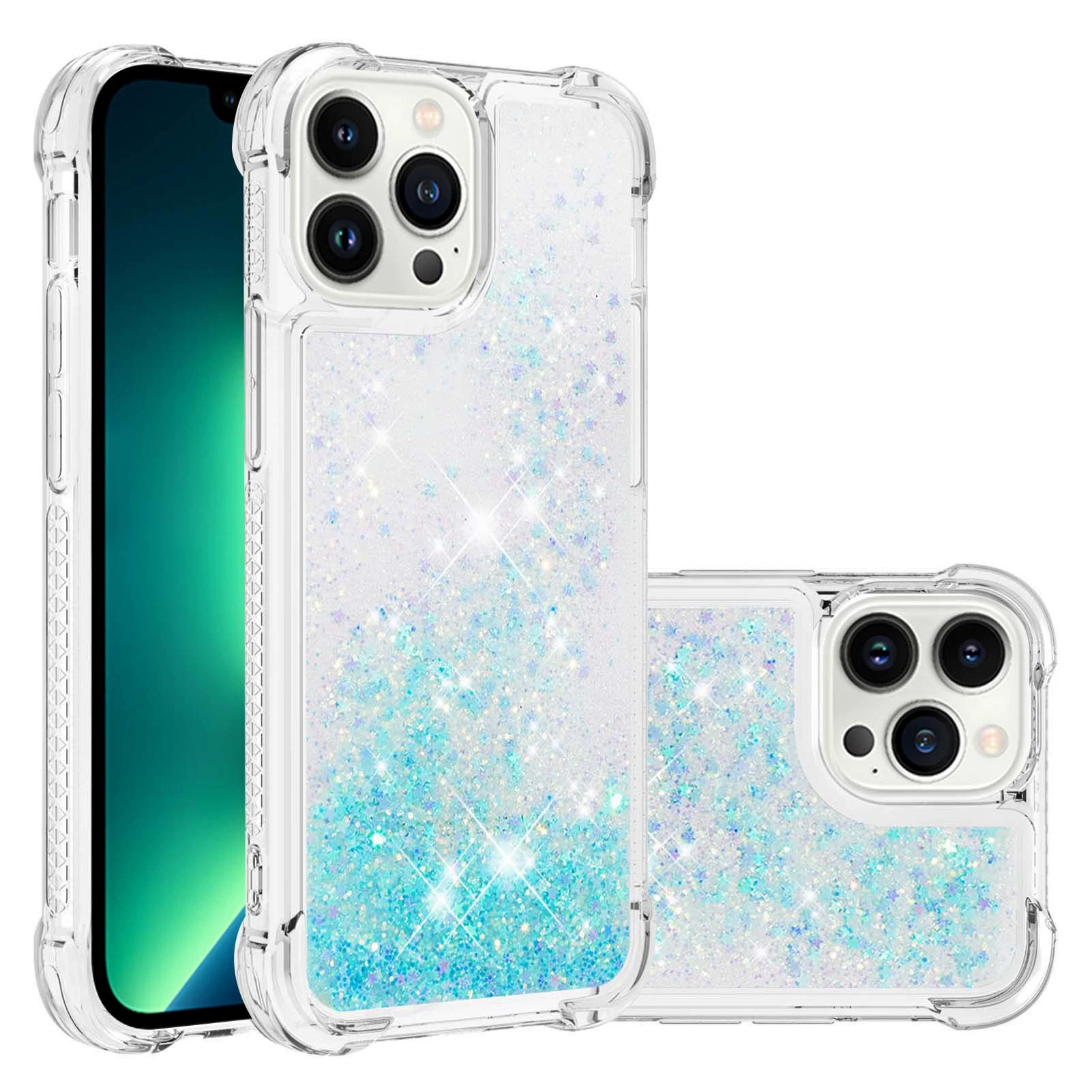 Чехол для телефона (Google, iPhone 15) защитный блёстки ТПУ, слот для карт, противоударный (совместим с Pixel 7A)