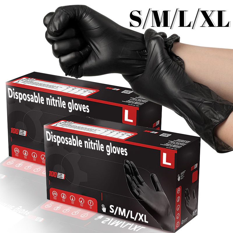 跨境一次性手套复合丁腈黑色丁腈橡胶高弹合成丁腈NBR防护手套