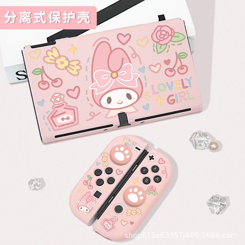 Switcholed Protective Case Melody Pacha Dog Hello Kitty Theme Switch Game Console Anti-Fall Protective Case
