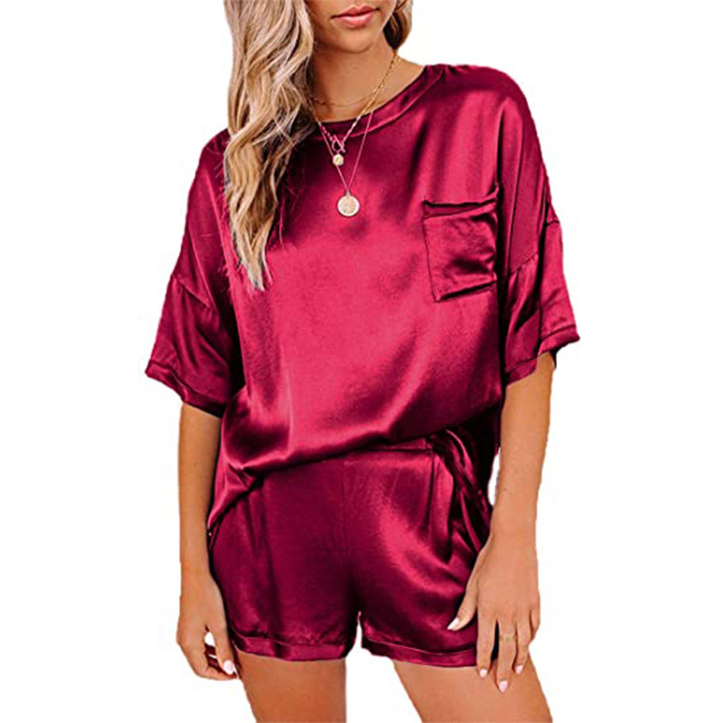 178g Weight Short Sleeve Sleeve Length Polyester, Silk, Chiffon Fabric Type Shorts Co-ord Set Sets Type Casual Street Women'S Casual Solid Color Polyester Silk Chiffon Patchwork Shorts Co-ord Set Shorts Sets