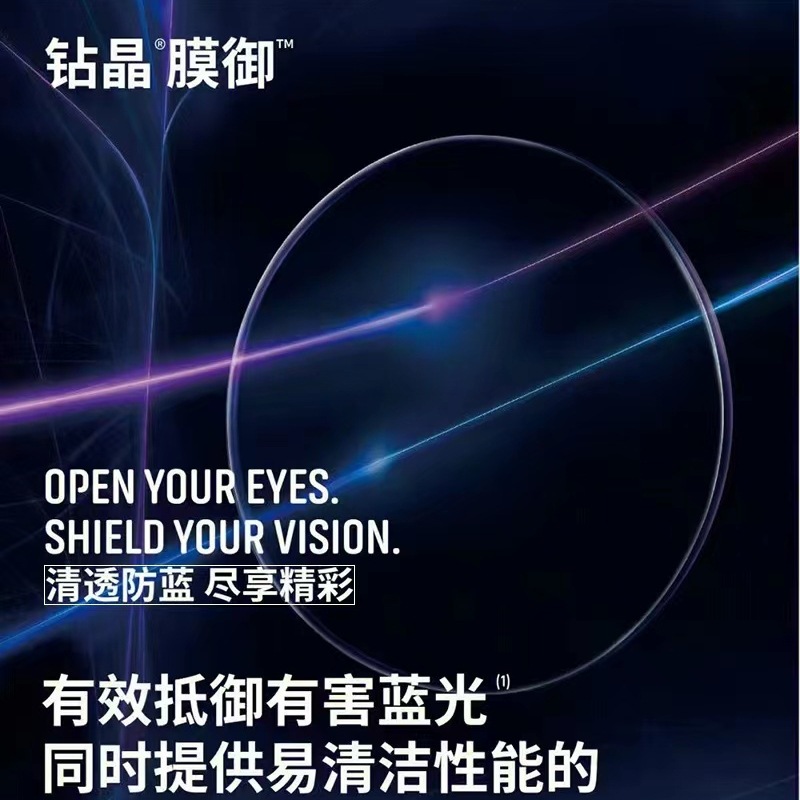 依視路鑽晶X4升級鑽晶膜御防藍光1.60超薄鑽晶膜致非球面近視