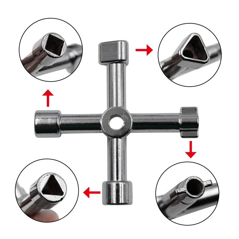 電梯 水錶閥門十字形方孔鑰匙 多用途電控櫃內三角鑰匙扳手