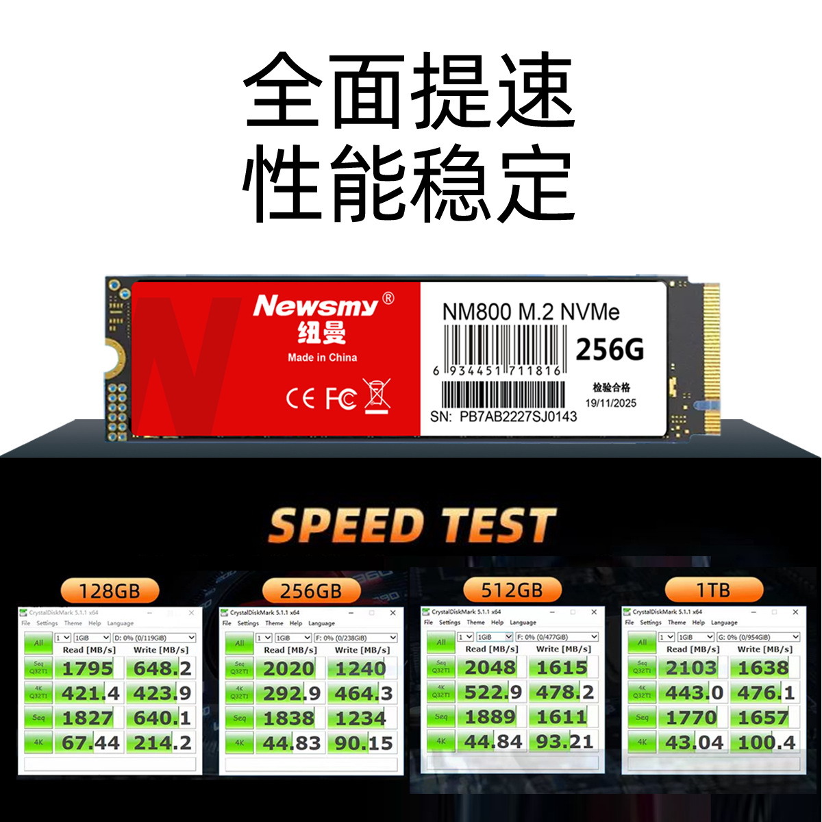 Newman NVME protocolo M.2 SSD 256g portátil 512G computadora de escritorio SSD de alta velocidad 1T