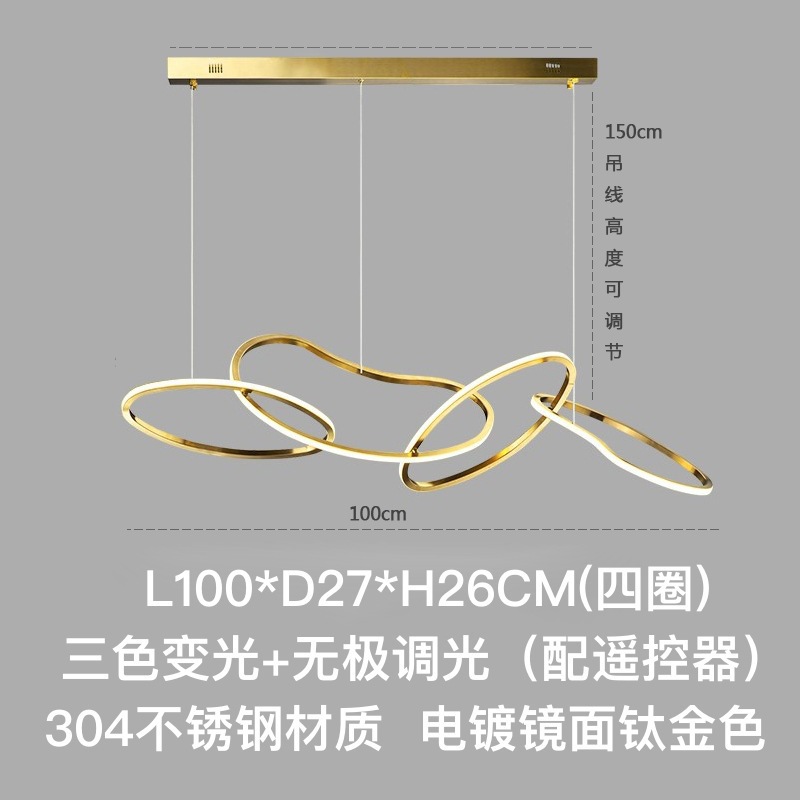 Candelabro de restaurante, barra de bar creativa de lujo ligero, sala de estar personalizada, estilo nórdico minimalista, círculo de acero inoxidable, arte, lámpara de forma especial