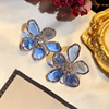 Crystal, fashionable earrings, European style, flowered, 2024 years, internet celebrity