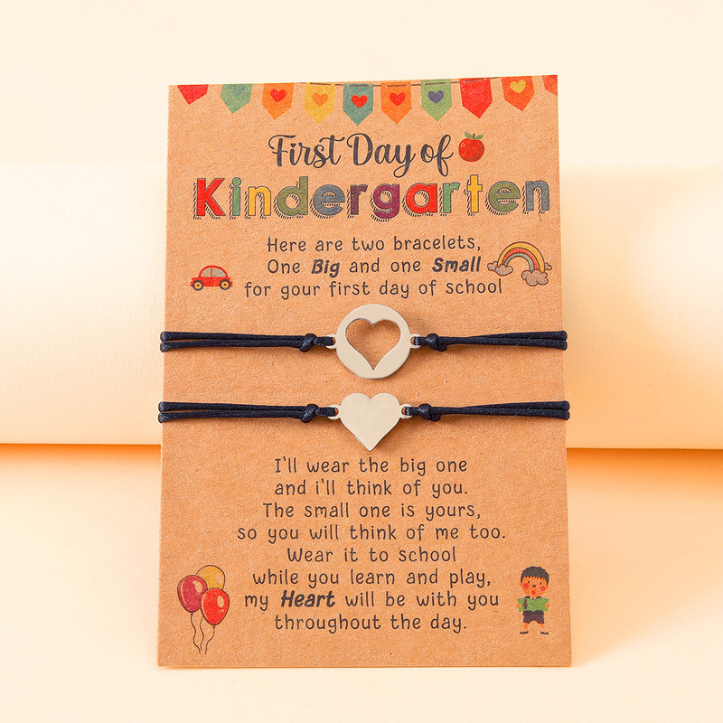 Cross-border New School Season Kindergarten First Day Theme Mother-daughter Parent-child Card Hand-woven Bracelet Bracelet