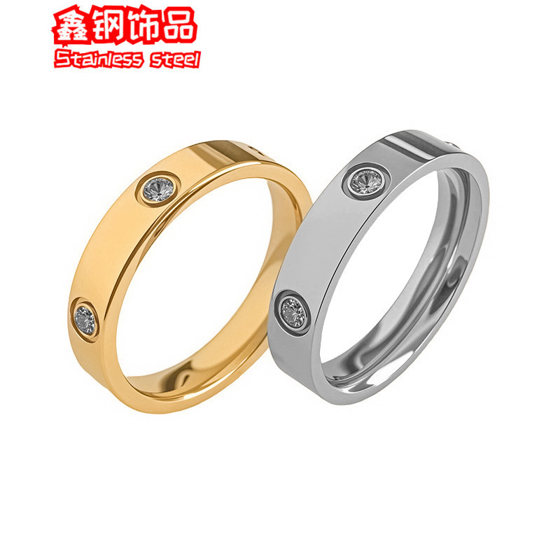 热门全钻戒指钛钢轻奢高级感情侣对戒时尚轻奢不锈钢戒指女手饰品|undefined
