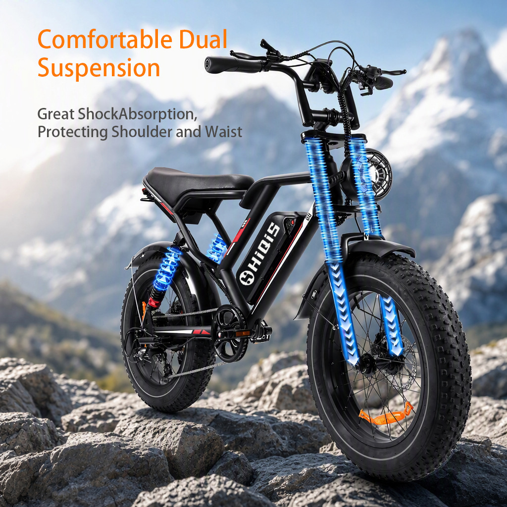 20inch Wide-Tire Electric Bicycle with Power Assist, 1000W, Motorcycle-Like Riding Experience, Dropshipping from European and American Overseas Warehouses