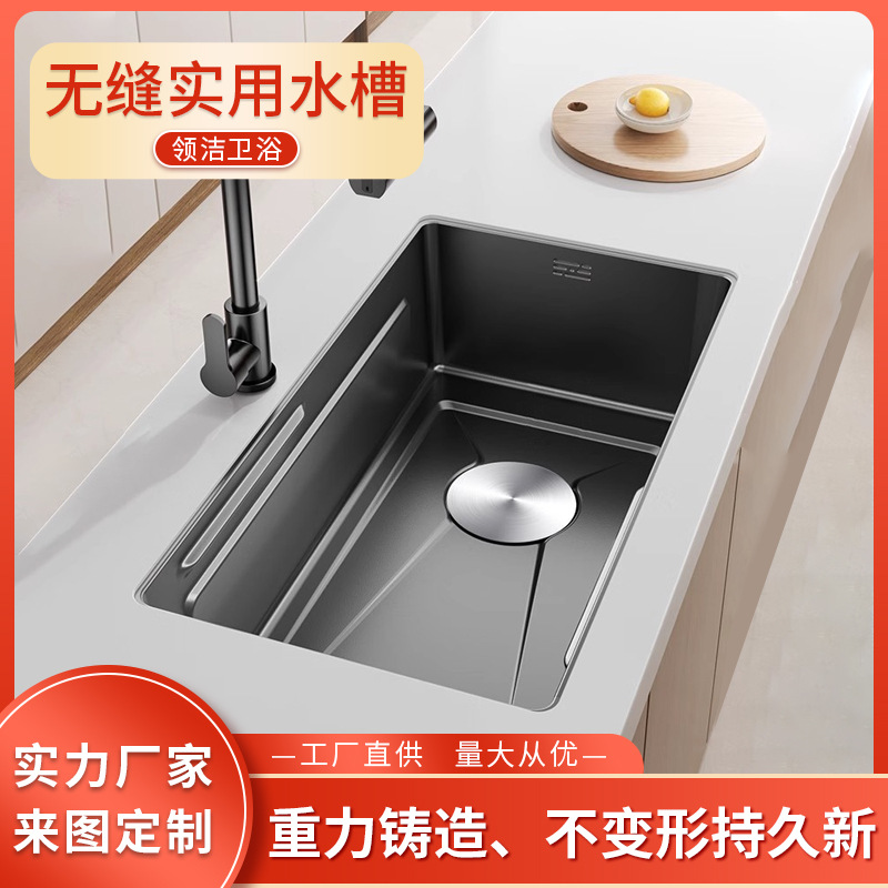 佛山厂家不锈钢水槽 304无缝不锈钢厨房手工加厚水槽大单槽洗菜盆