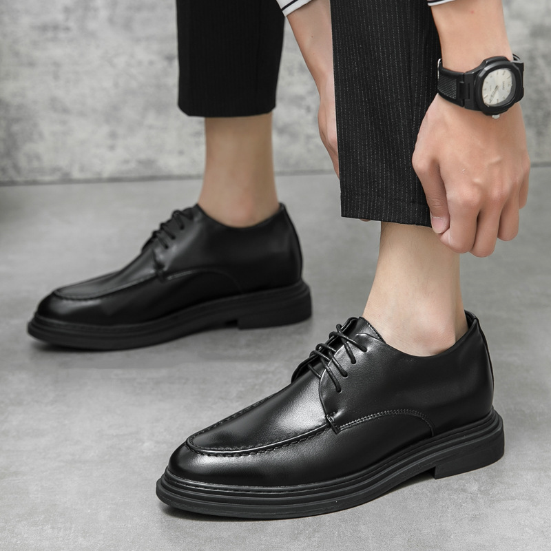 Formal Invisible Inner Heightening Genuine Leather Men's Leather Shoes Groom's Wedding Shoes Trendy Youth Matching Suit Shoes Wholesale