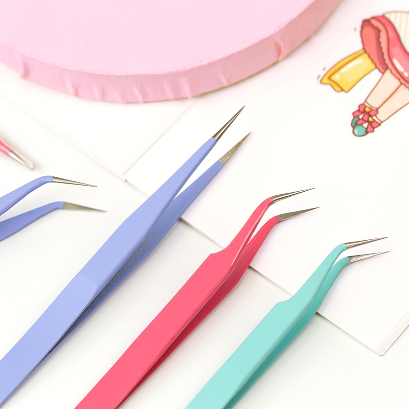 糖果色系列 马卡龙彩色不锈钢镊子和纸胶带手帐贴纸小配件工具
