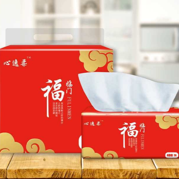 厂家批发量大从优心逸柔福临门6连包会销礼品活动抽纸面巾纸批发