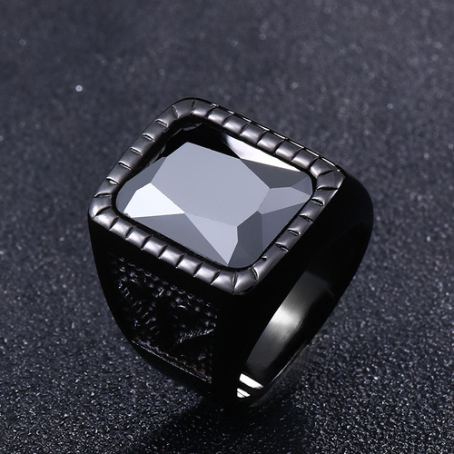 beier men's jewelry wholesale big gem personalized domineering ring titanium steel leaf shape foreign trade source