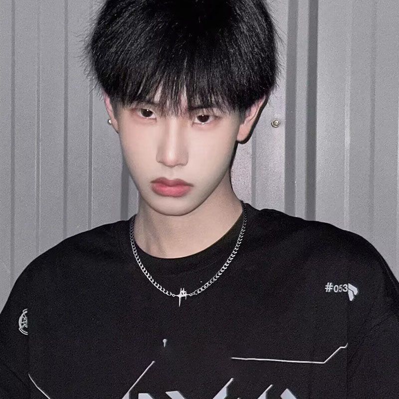 Jackson Wang Style Starburst Cuban Chain Necklace For Men Titanium_voghion.com