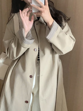 大码胖妹妹风衣外套女2025秋冬新款英伦风中长款系带收腰过膝大衣