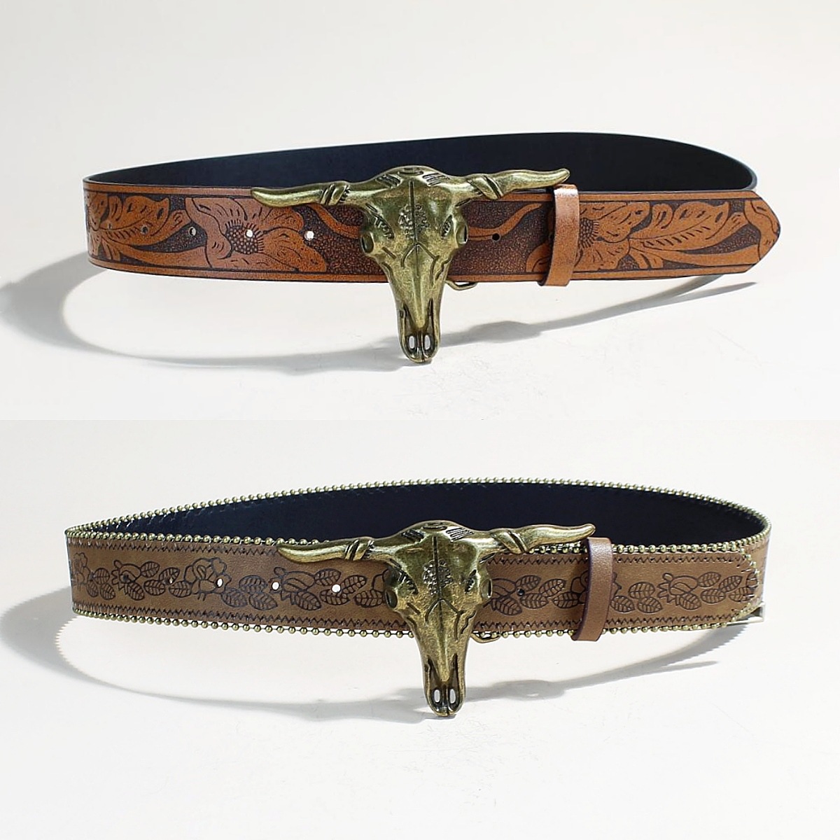 亚马逊PU皮带男士压花皮带西部牛仔个性铆钉腰带男款温州皮带女潮