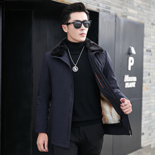 男士冬季休闲保暖皮草派克服男款保暖带毛绒内胆黄色和黑色休闲外