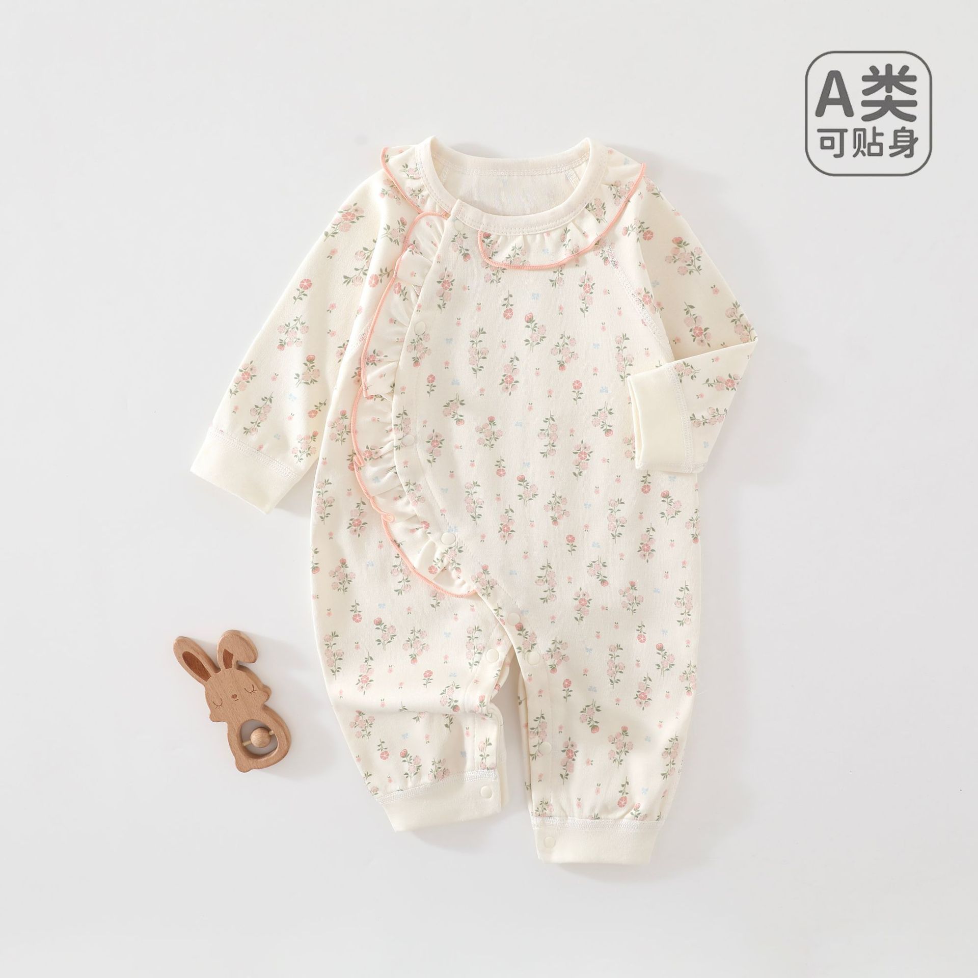 Autumn and winter baby clothes, one-piece outfit, Class A pure cotton, seamless newborn clothes, baby girl romper, princess jumpsuit