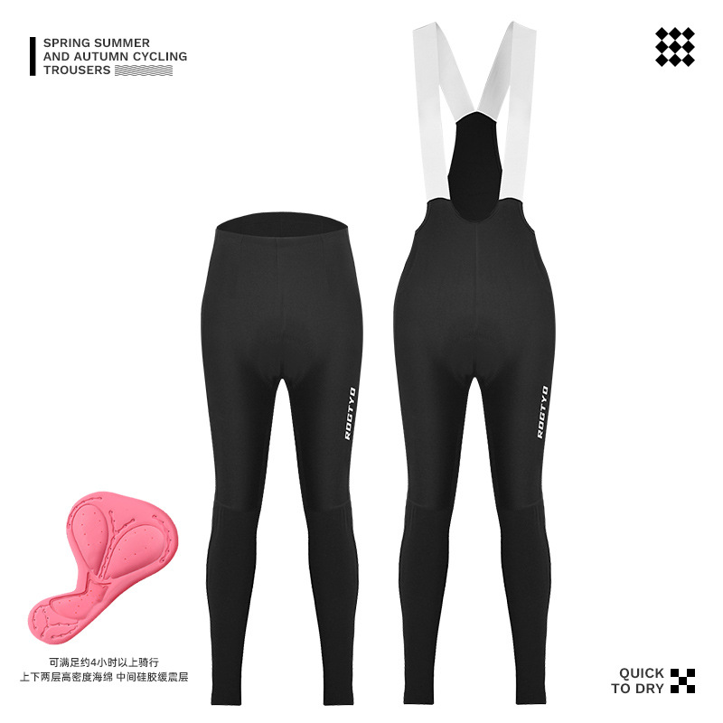 Women's Cycling Bib Shorts with Padded Road Bike Long Pants for Spring and Autumn Cycling Gear