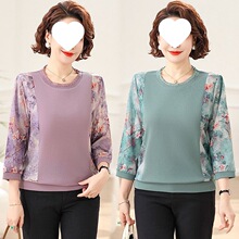 妈妈春夏装洋气七分袖新款中年妈妈时尚减龄t血春夏打底遮肚上衣