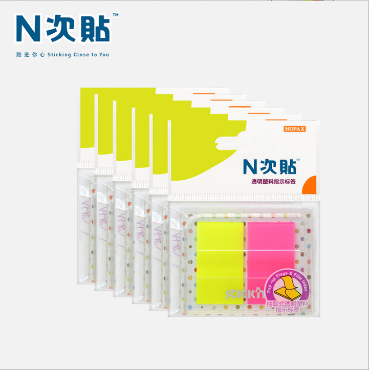 N pegatinas de plástico flecha transparente etiqueta pequeña fluorescente se puede volver a colocar índice de clasificación de plástico post-it pegatinas de Pepsi
